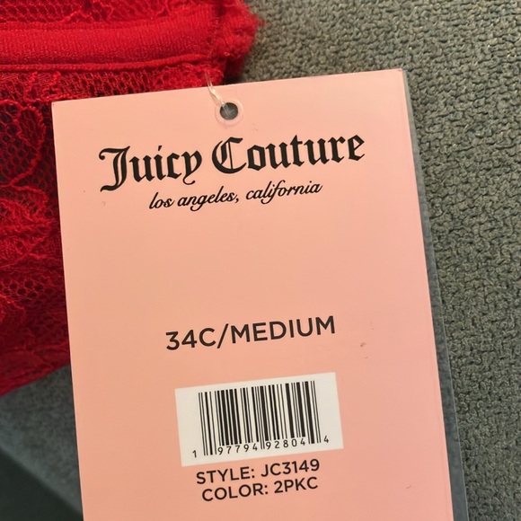 💋Juicy Couture 2-pc set lacy bling push up bra & panty sz 34C/medium NWT - Picture 7 of 7